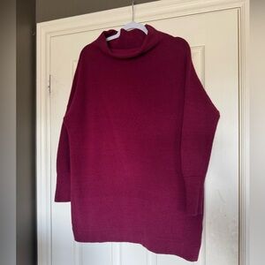 Free People Red Cowl Neck Sweater Oversized Knit